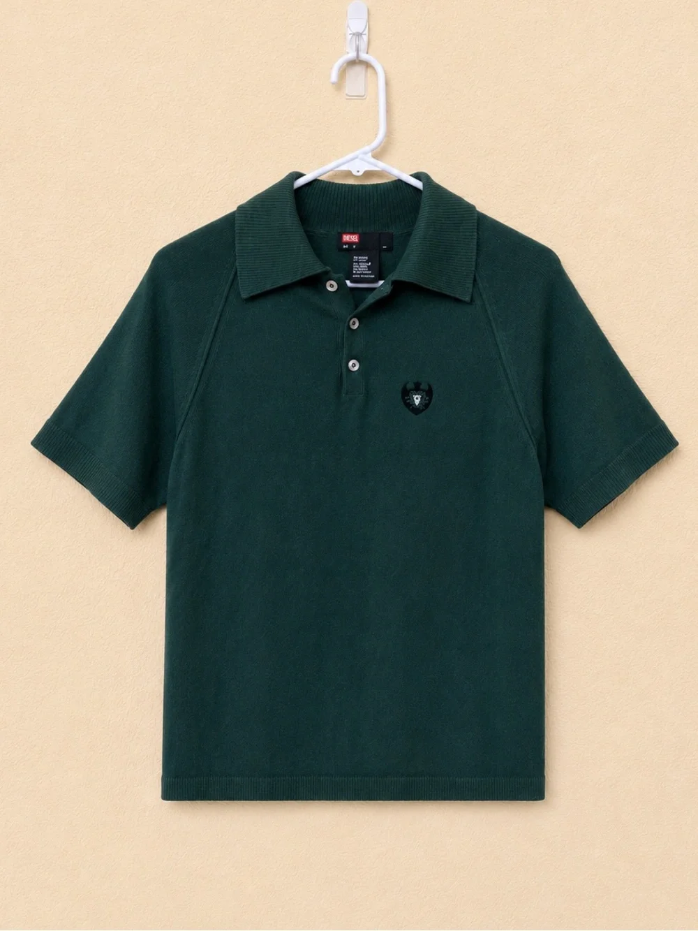 Vintage Diesel Made In Italy Wool Blend Knit Polo Sweater Green Medium EUC